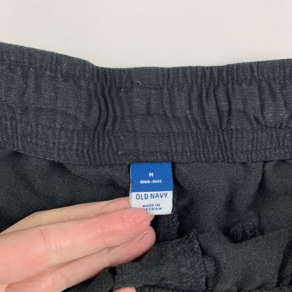 Old Navy Black Linen Blend High Rise Pull On Shorts M - Picture 3 of 5